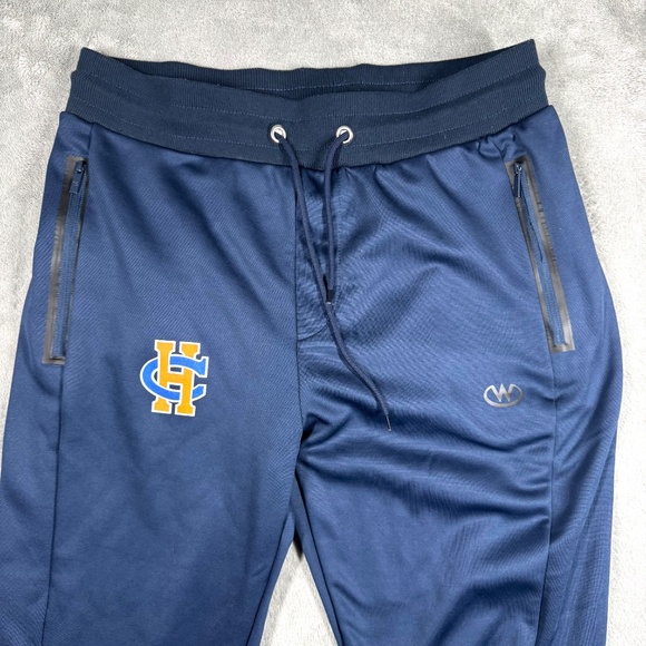 Jian Wang Mens Large Navy Jogger Sweatpants HC Logo Zipper Pockets - Picture 3 of 10